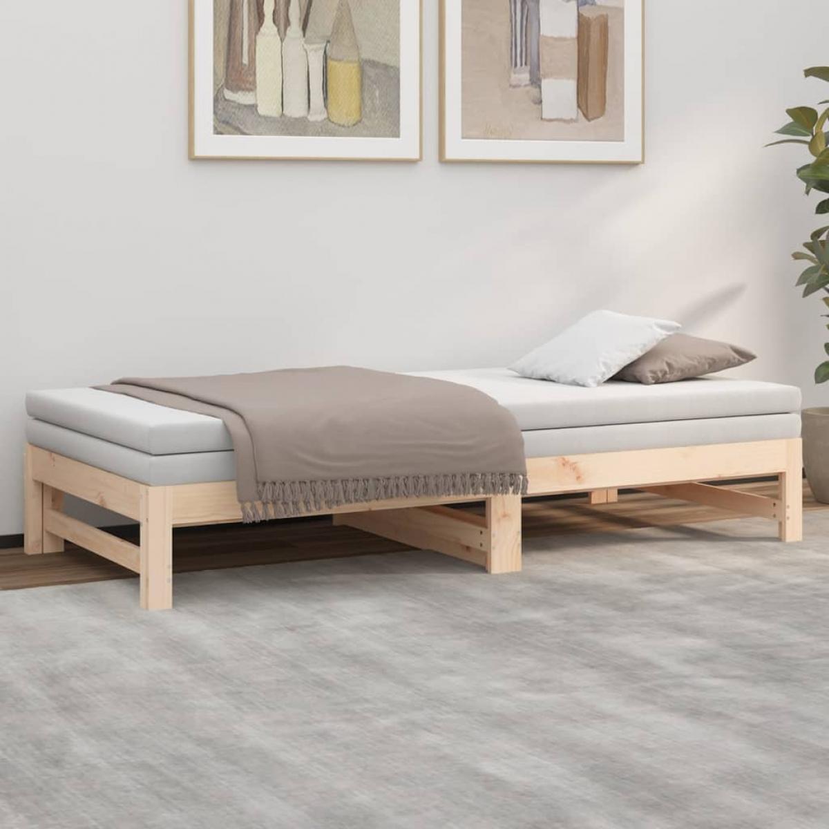 Sofá cama extraíble madera maciza de pino 2x(75x190) cm