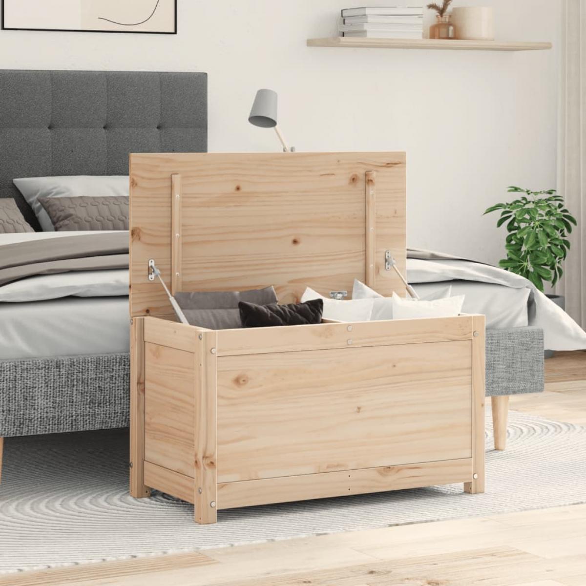 Caja de almacenamiento madera maciza de pino 80x40x45,5 cm