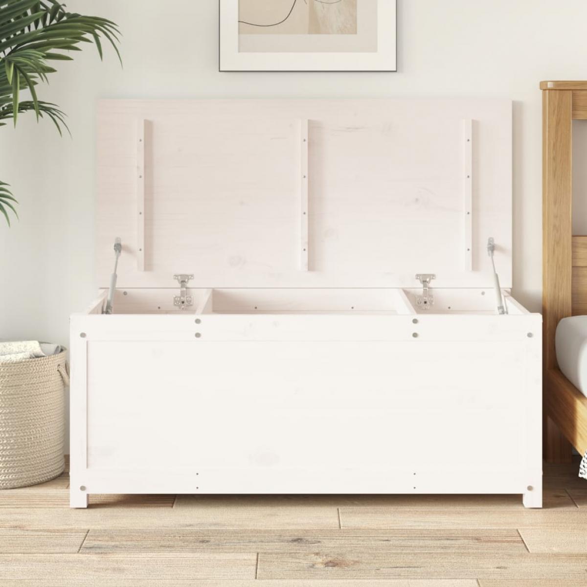 Caja de almacenaje madera maciza de pino blanco 110x50x45,5 cm