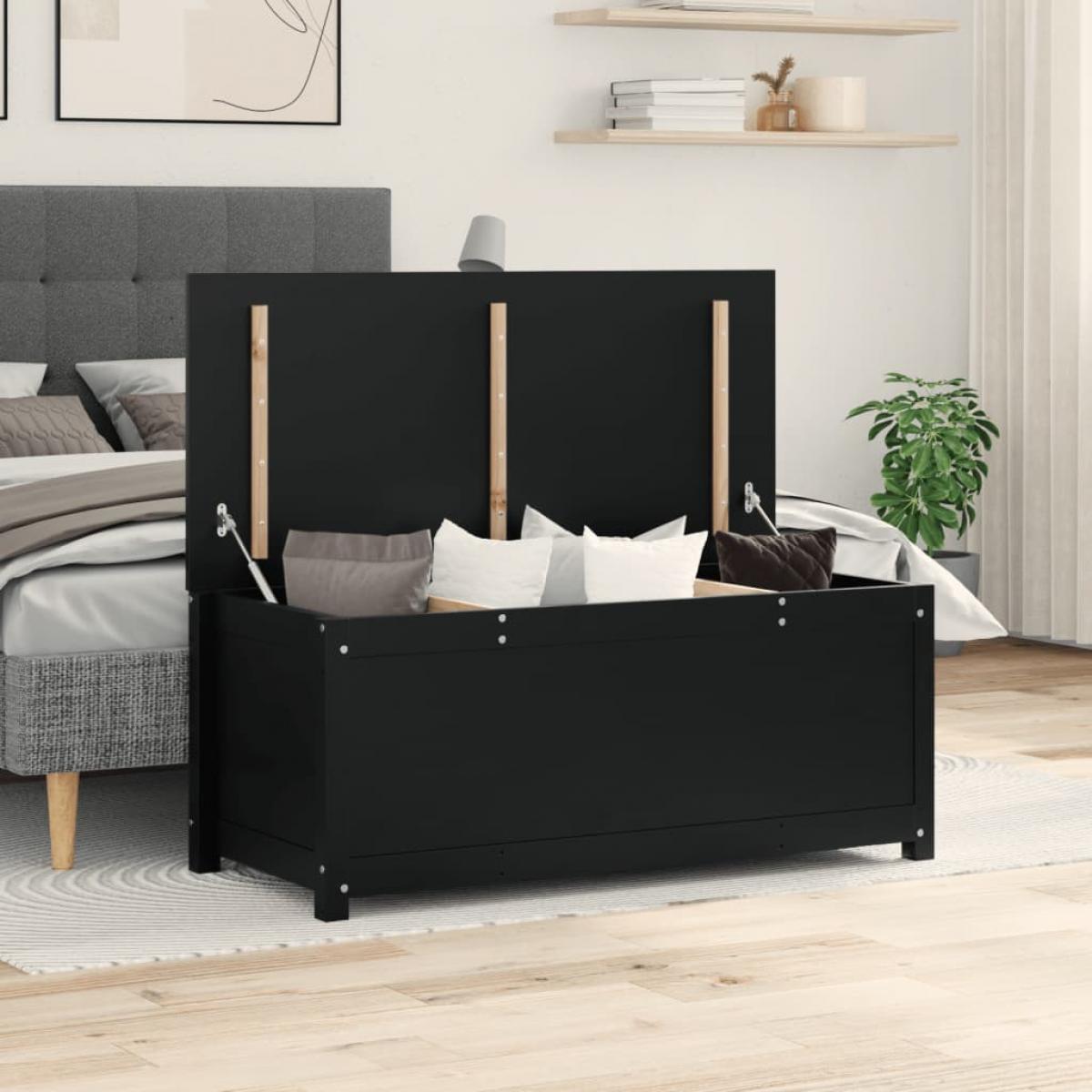 Caja de almacenaje madera maciza de pino negro 110x50x45,5 cm