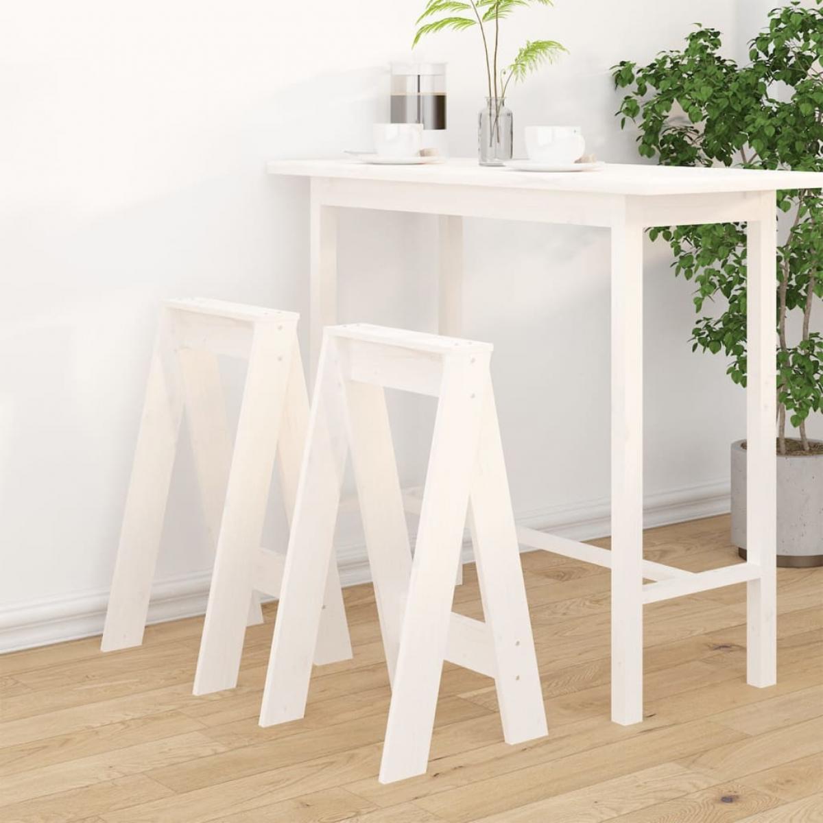 Taburetes 2 unidades madera maciza de pino blanco 40x40x75 cm