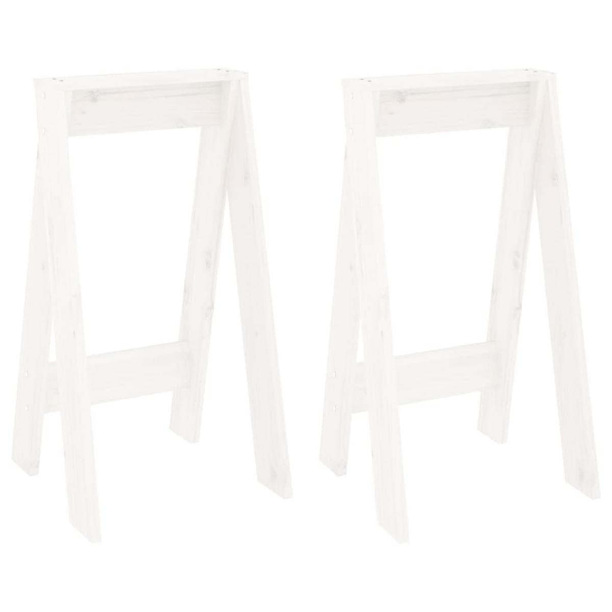 Taburetes 2 unidades madera maciza de pino blanco 40x40x75 cm