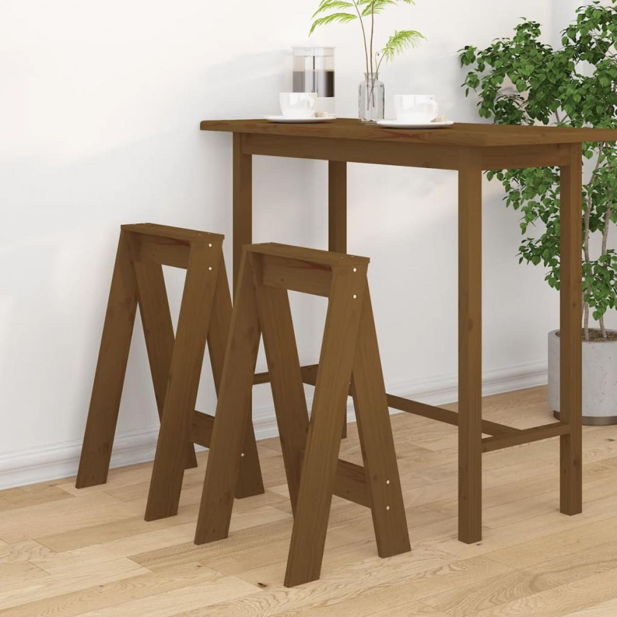 Taburetes 2 uds madera maciza de pino marrón miel 40x40x75 cm