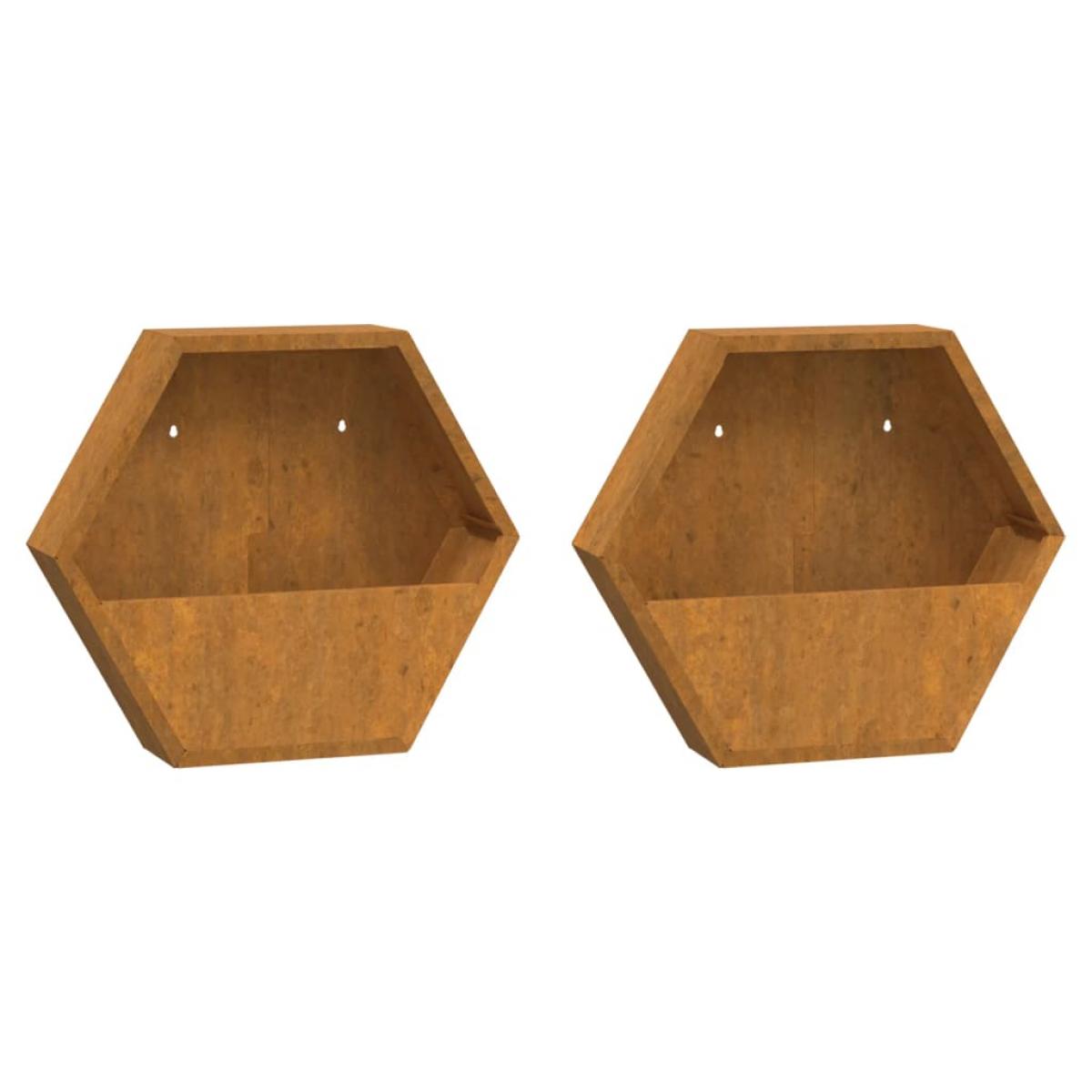 Jardineras de pared 2 uds acero corten oxidado 46x10x40 cm