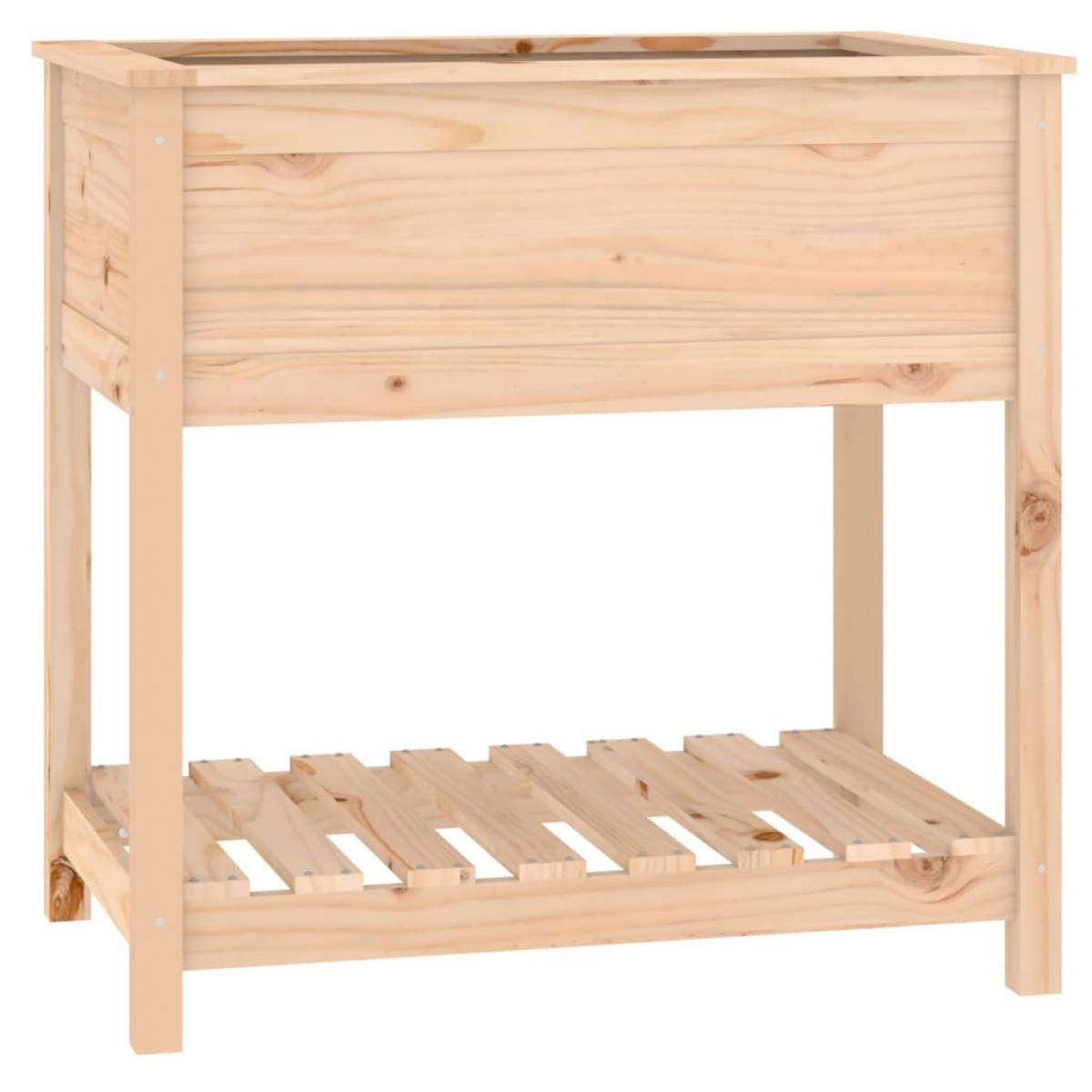 Jardinera con estante de madera maciza de pino 82,5x54x81 cm