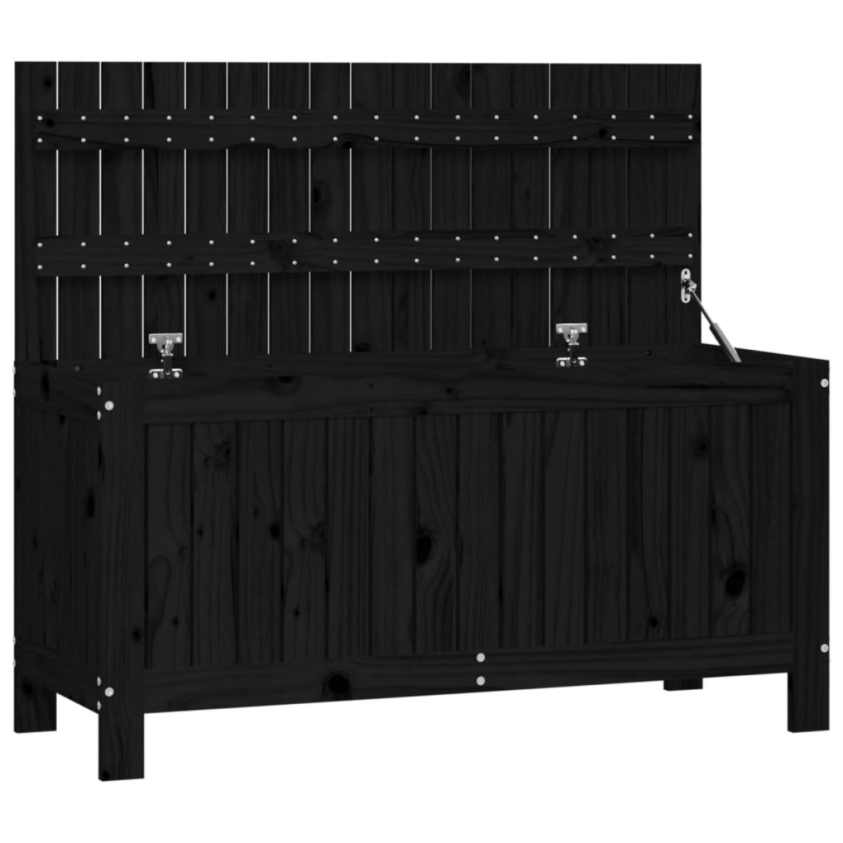 Caja de almacenaje jardín madera de pino negro 108x42,5x54 cm