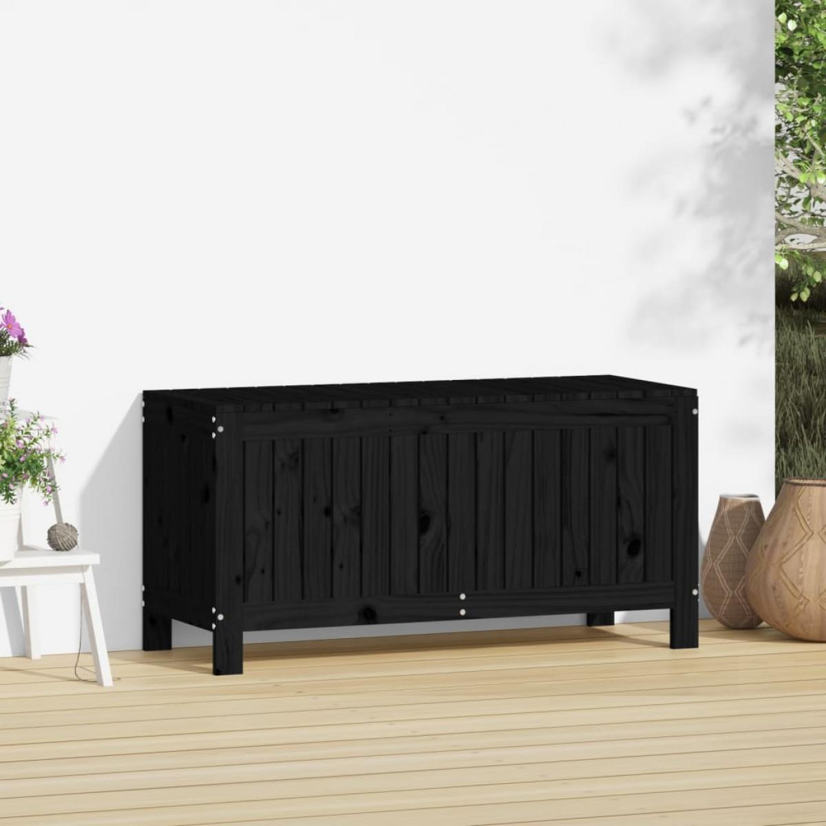 Caja de almacenaje jardín madera de pino negro 108x42,5x54 cm