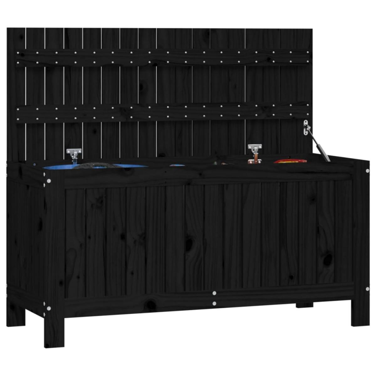 Caja de almacenaje jardín madera de pino negro 108x42,5x54 cm