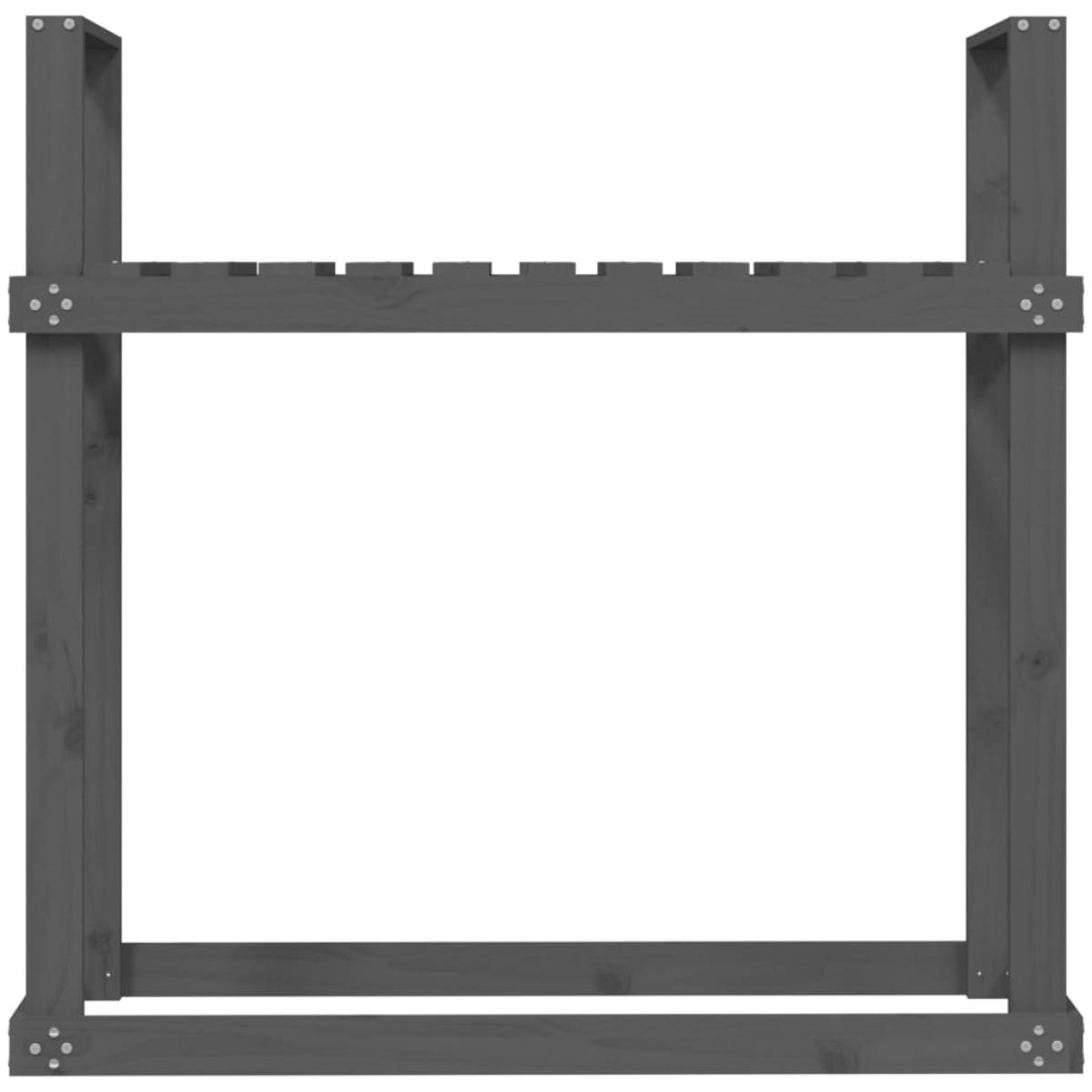 Leñero de madera maciza de pino gris 110x35x108,5 cm