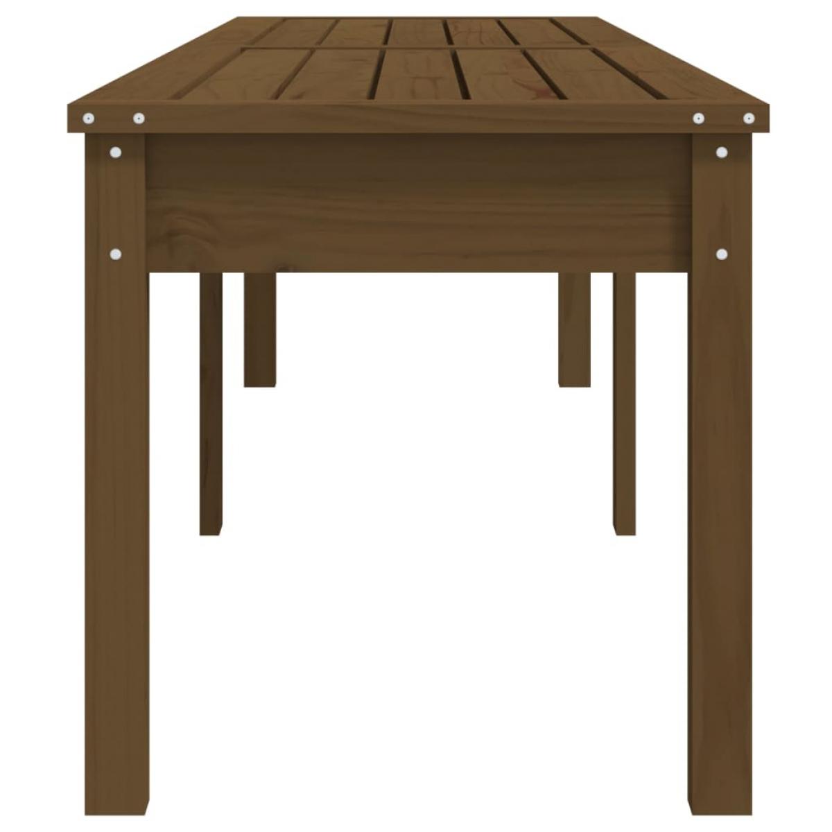 Banco de jardín madera maciza pino marrón miel 203,5x44x45 cm