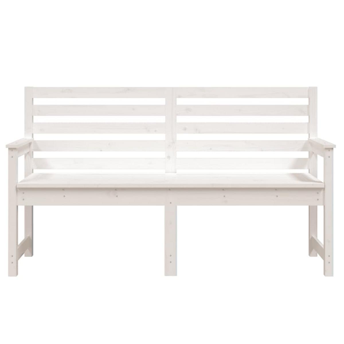 Banco de jardín madera maciza pino blanco 159,5x48x91,5 cm