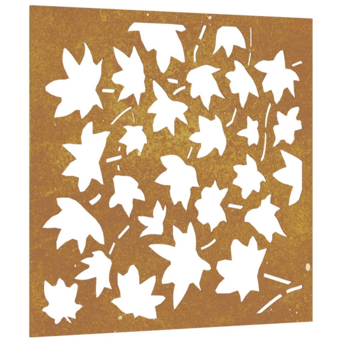 Adorno de pared jardín acero corten diseño hoja arce 55x55 cm