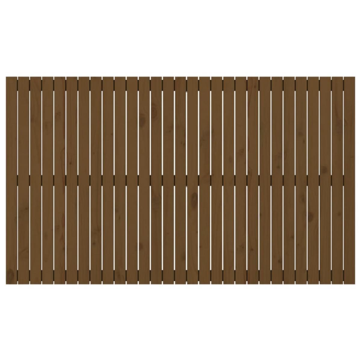 Cabecero cama pared madera maciza pino marrón miel 185x3x110 cm