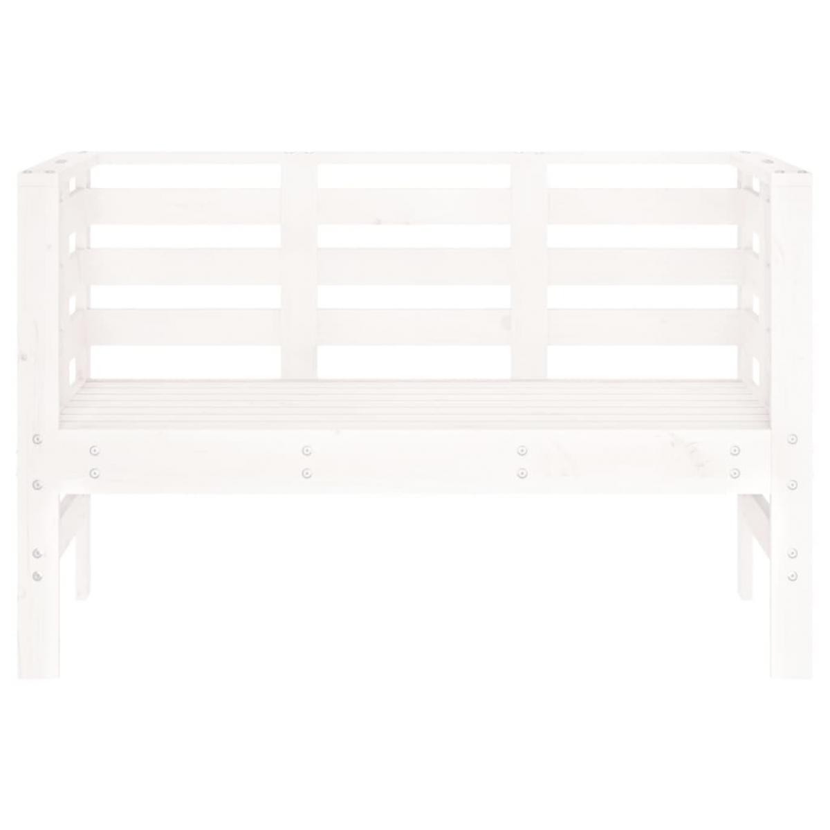 Banco de jardín madera maciza de pino blanco 111,5x53x71 cm