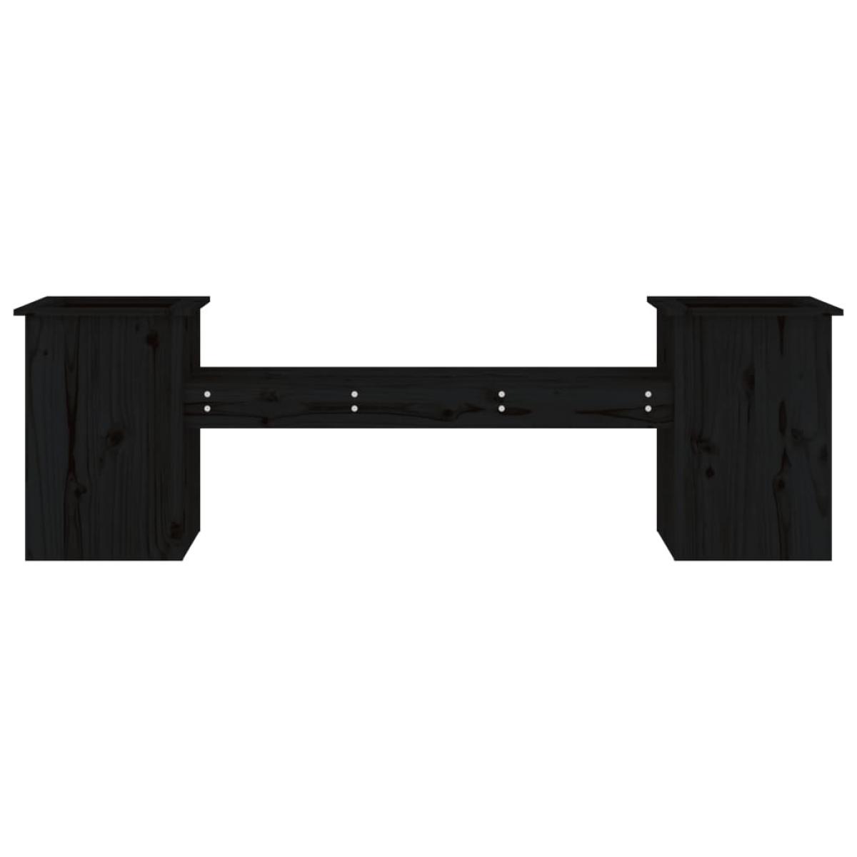 Banco con jardineras madera de pino negro 184,5x39,5x56,5 cm