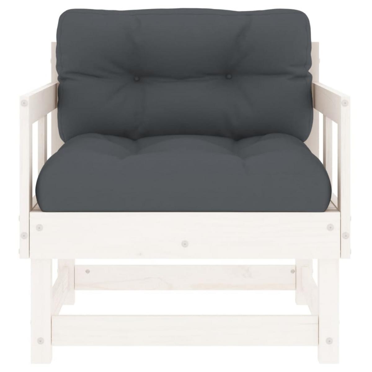 Sillones de jardín con cojines 2 uds madera maciza pino blanco