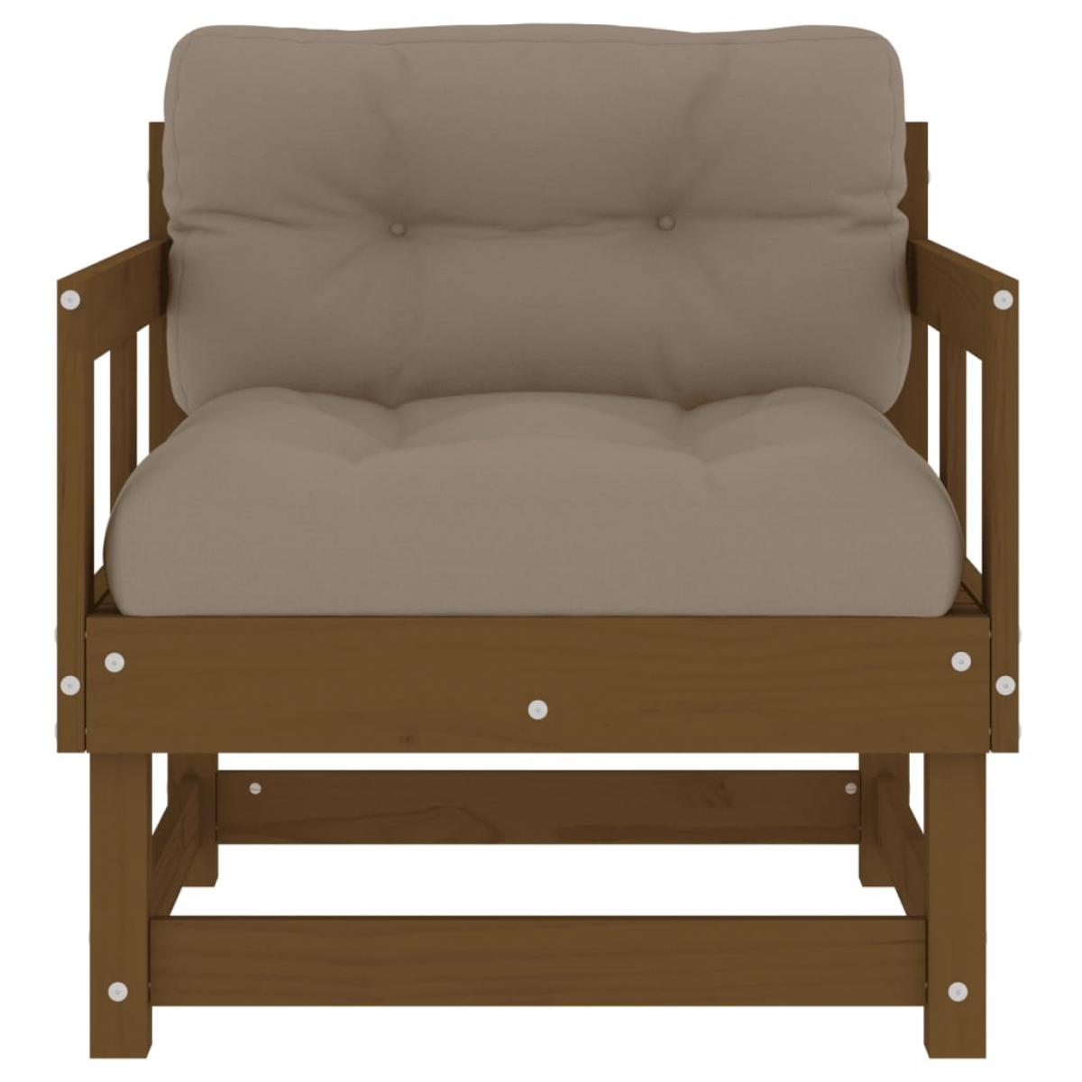 Sillones de jardín cojines 2 uds madera maciza pino marrón miel
