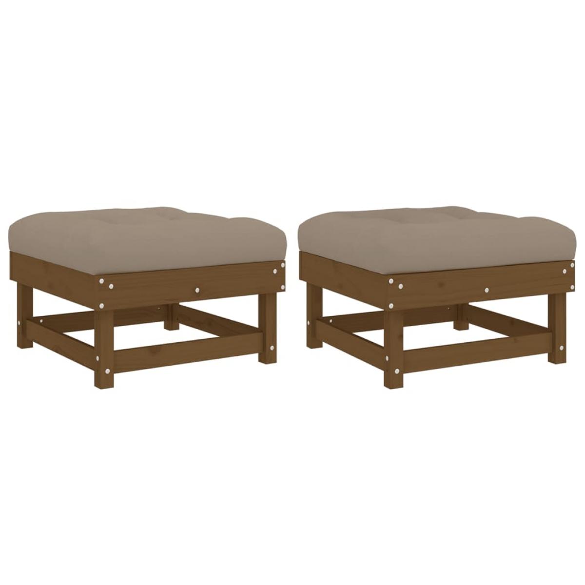 Taburetes de jardín con cojines 2 uds madera pino marrón miel