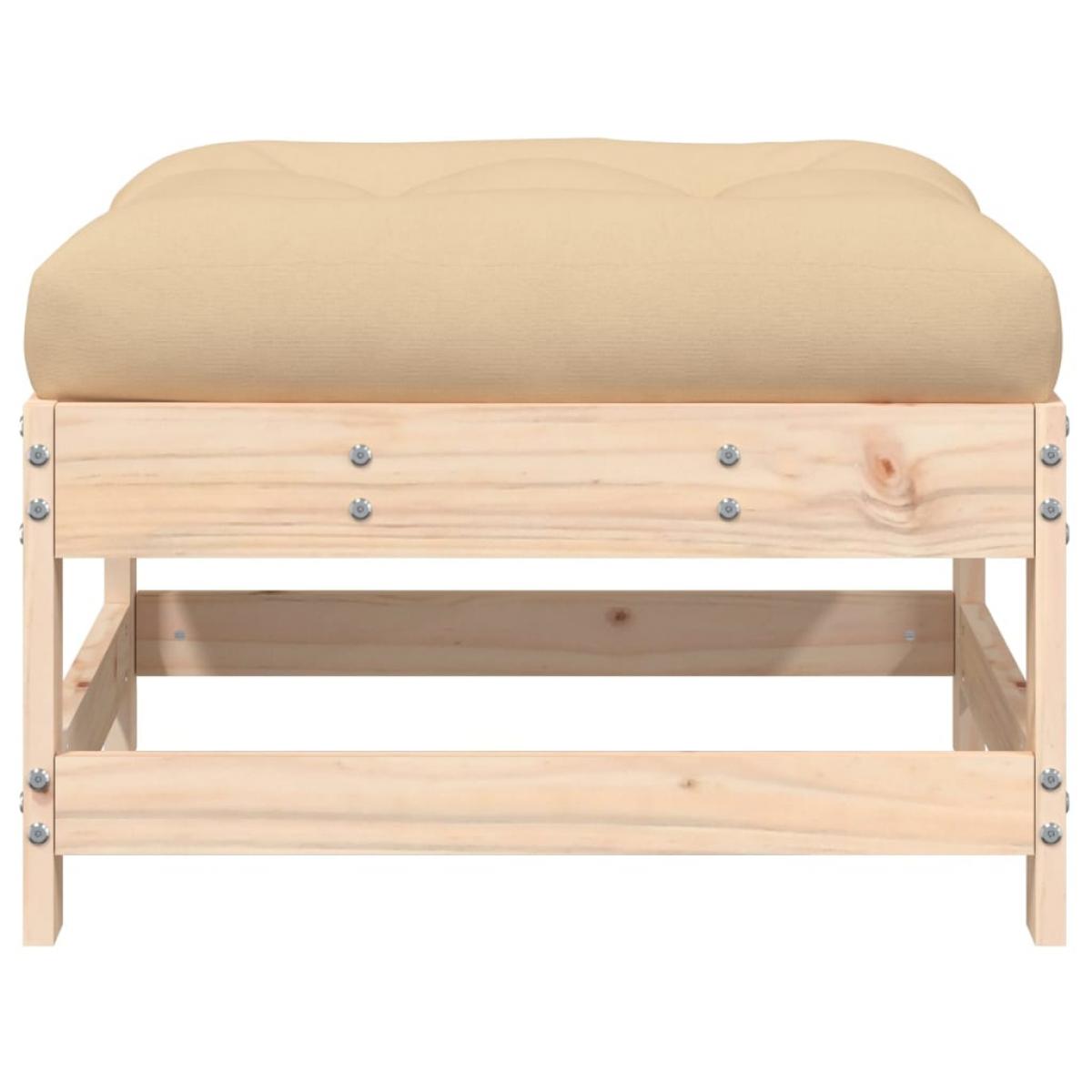 Taburete de jardín con cojín madera maciza de pino