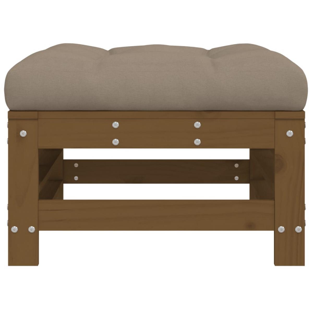 Taburete de jardín con cojín madera maciza de pino marrón miel