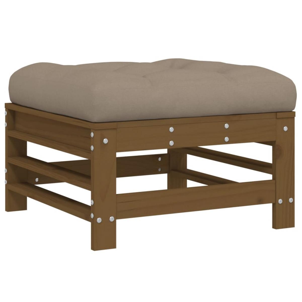 Taburetes de jardín con cojines 2 uds madera pino marrón miel