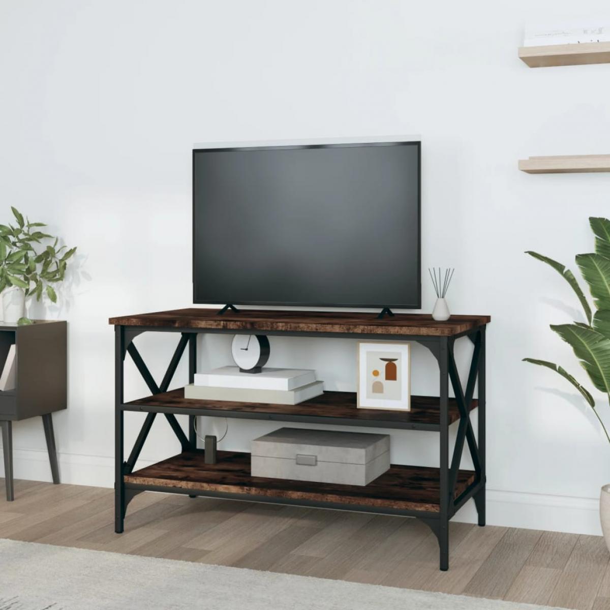 Mueble para TV madera contrachapada roble ahumado 80x40x50 cm