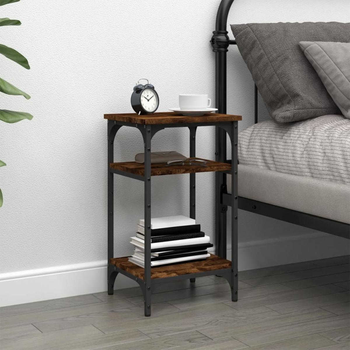 Mesa auxiliar madera contrachapada roble ahumado 35x30x60 cm