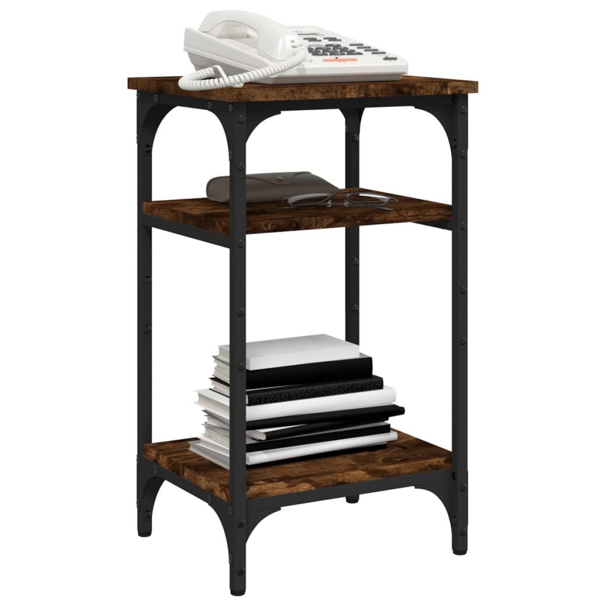 Mesa auxiliar madera contrachapada roble ahumado 35x30x60 cm