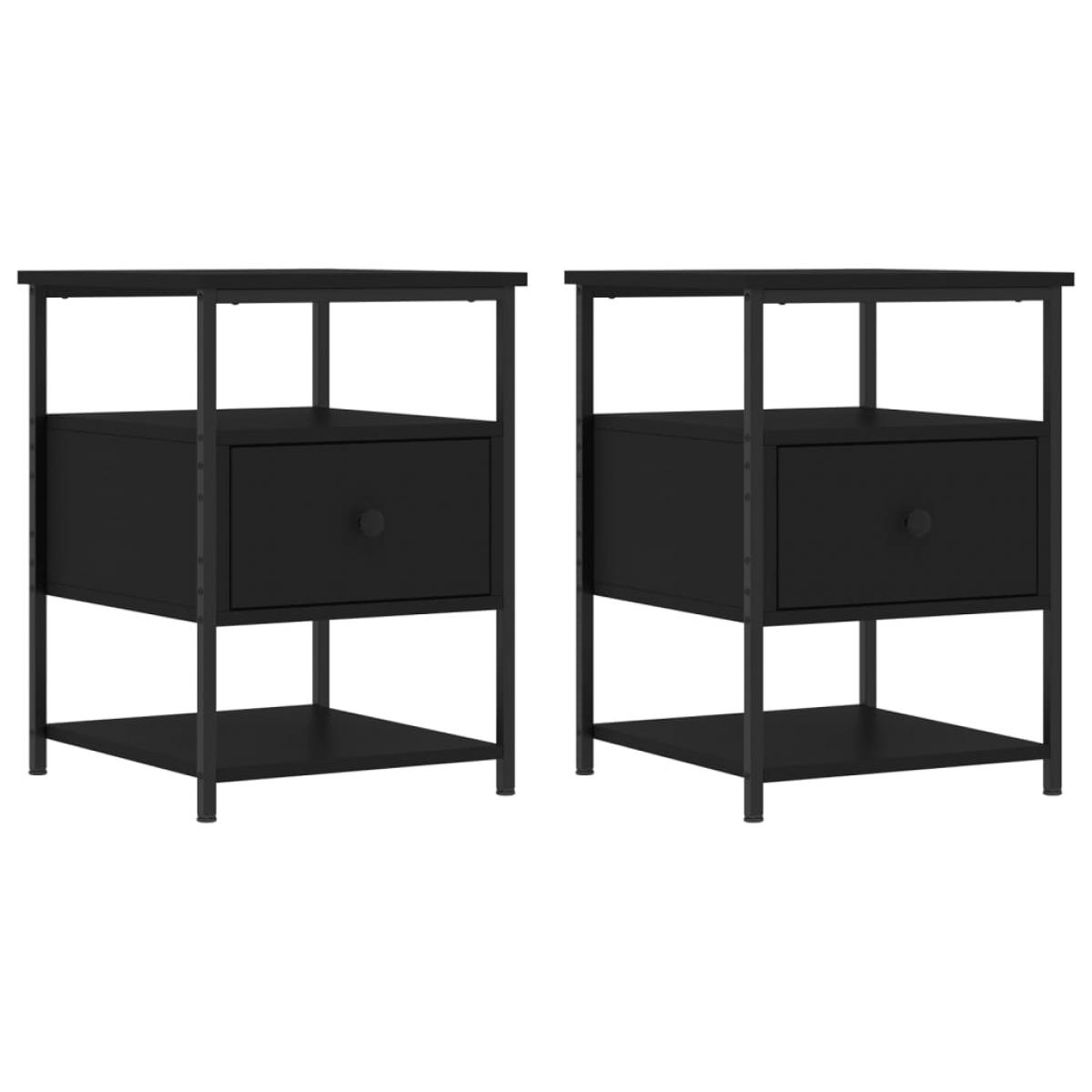 Mesitas de noche 2 uds madera de ingeniería negro 40x42x56 cm