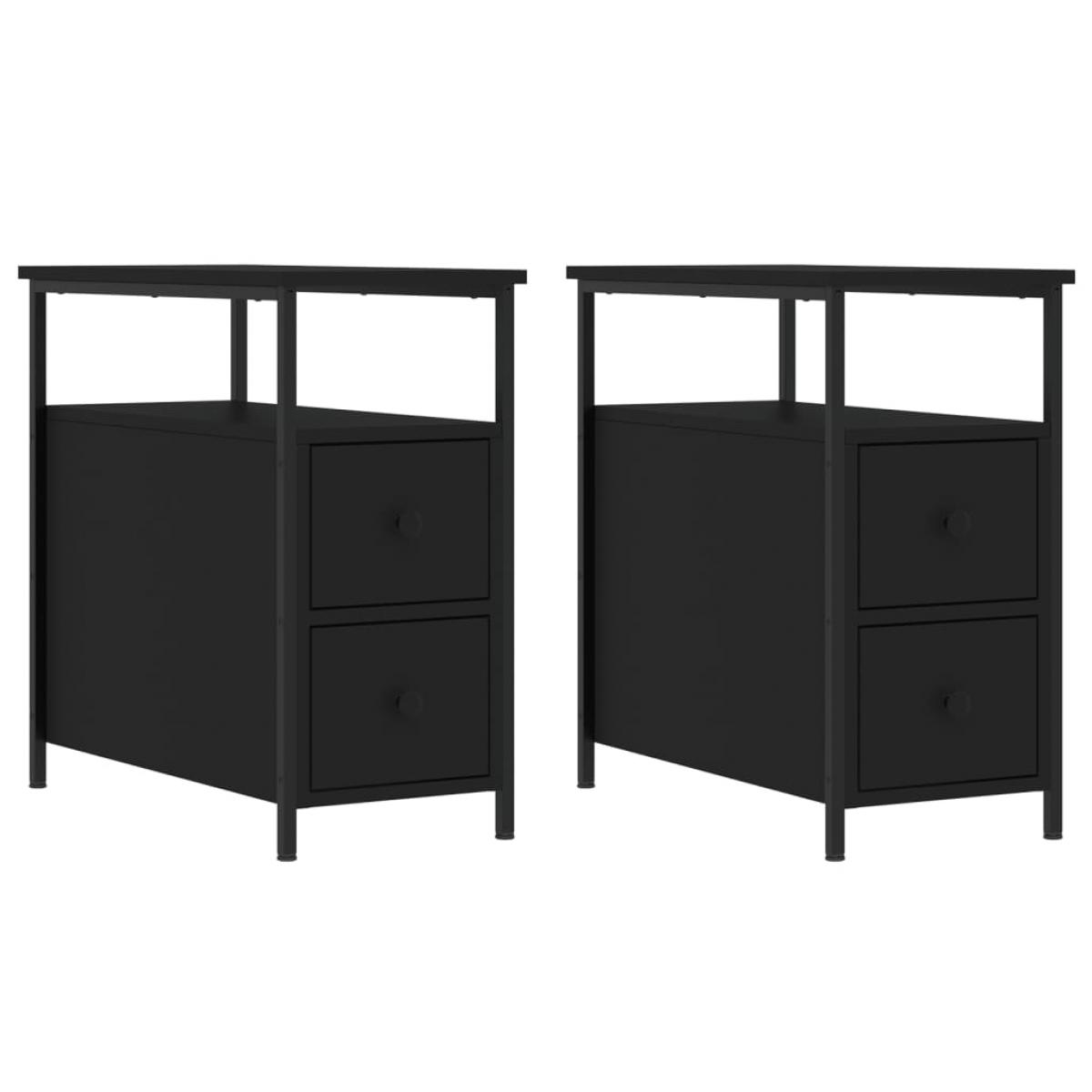 Mesitas de noche 2 uds madera de ingeniería negra 30x60x60 cm