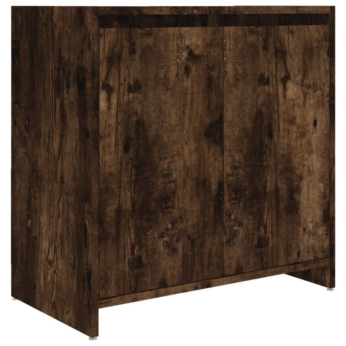 Armario de baño madera contrachapada roble ahumado 60x33x61 cm