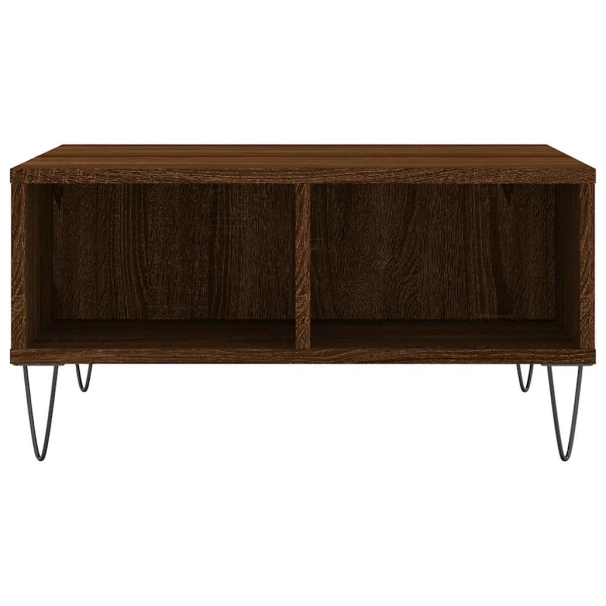 Mesa de centro madera de ingeniería roble marrón 60x60x30 cm