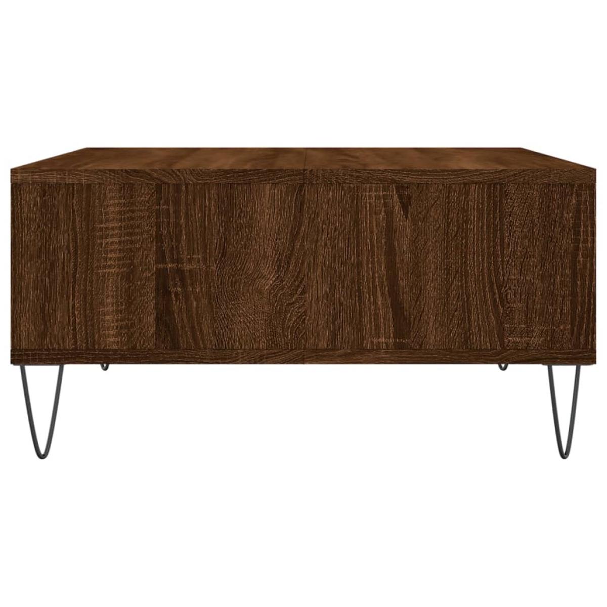 Mesa de centro madera de ingeniería roble marrón 60x60x30 cm
