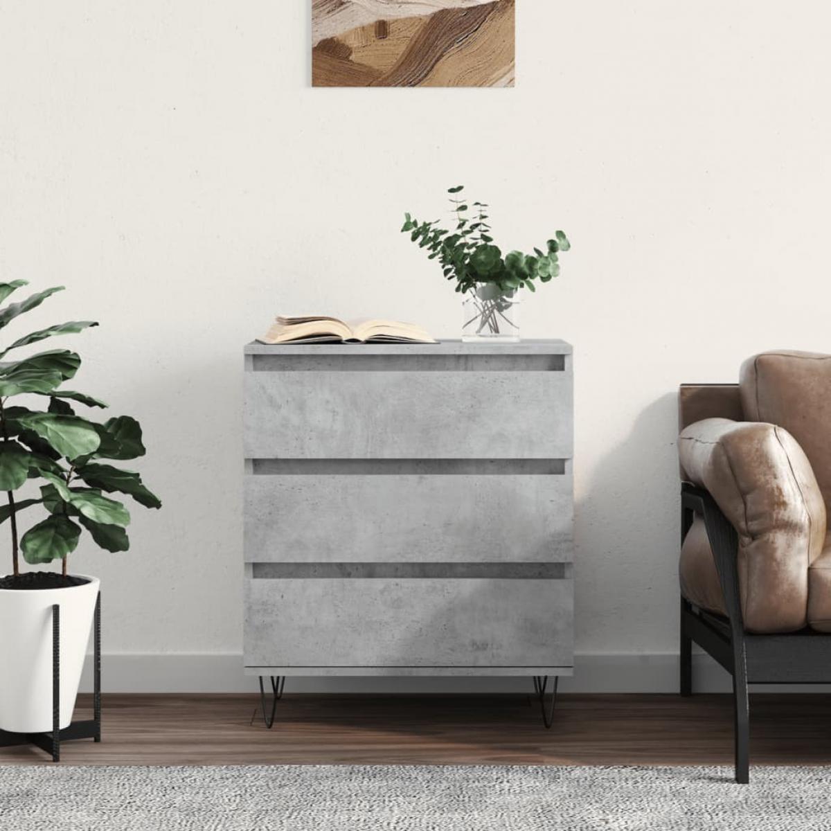 Aparador de madera contrachapada gris hormigón 60x35x70 cm
