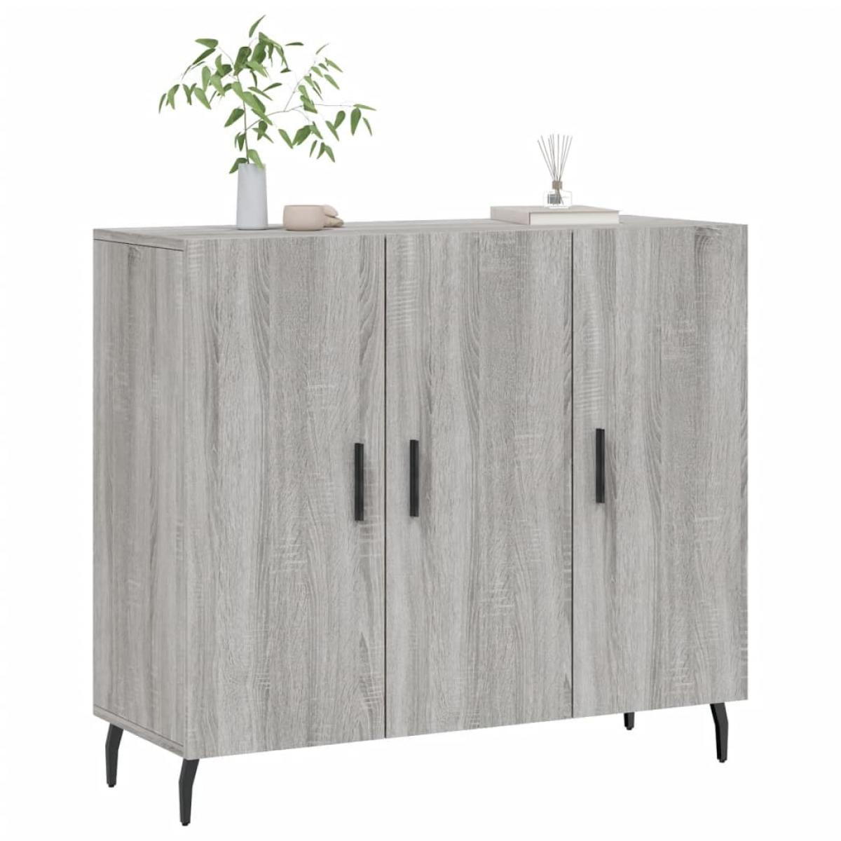 Aparador de madera de ingeniería gris Sonoma 90x34x80 cm