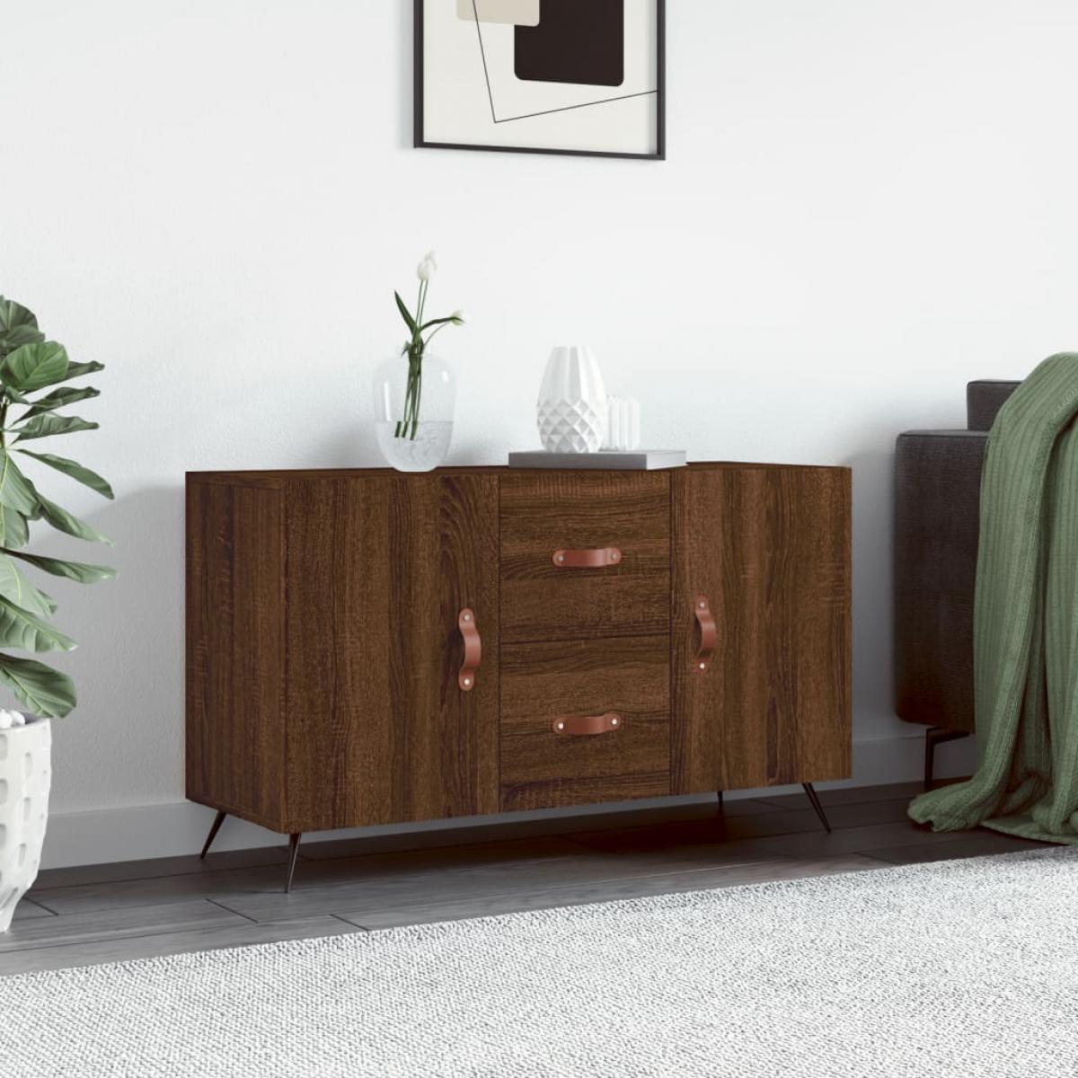 Aparador de madera de ingeniería roble marrón 100x36x60 cm