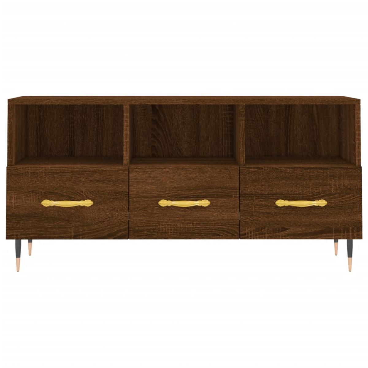 Mueble de TV madera de ingeniería marrón roble 102x36x50 cm