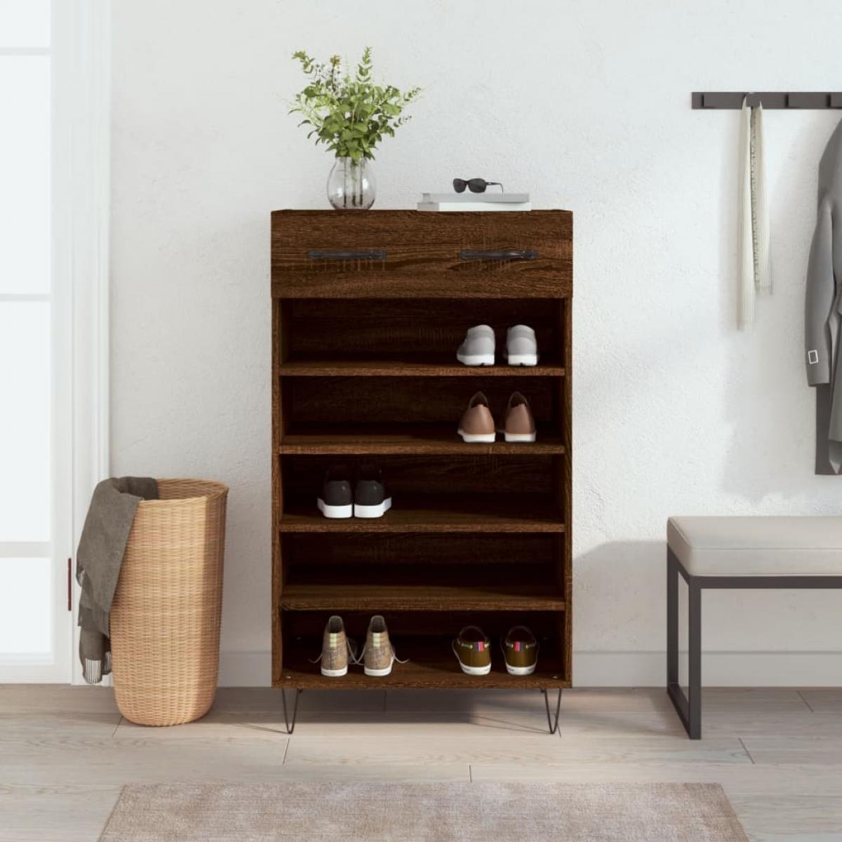 Zapatero madera de ingeniería roble marrón 60x35x105 cm