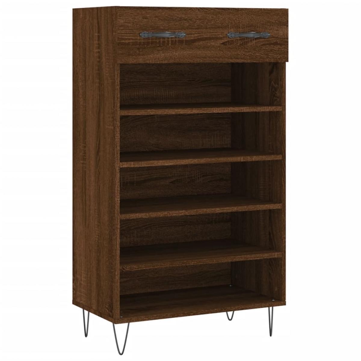 Zapatero madera de ingeniería roble marrón 60x35x105 cm