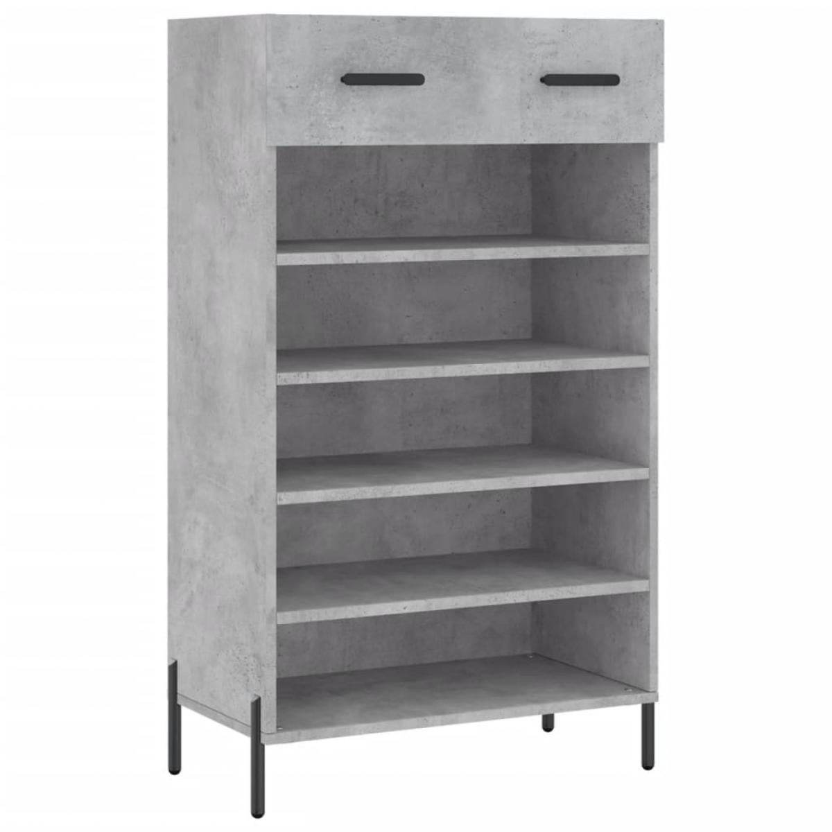 Zapatero madera de ingeniería gris hormigón 60x35x105 cm