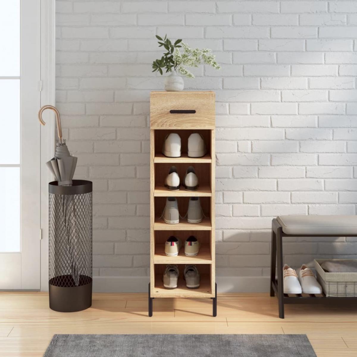 Zapatero madera de ingeniería roble Sonoma 30x35x105 cm