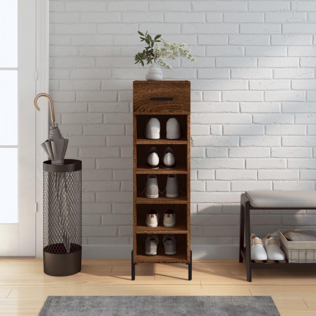 Zapatero madera de ingeniería roble marrón 30x35x105 cm