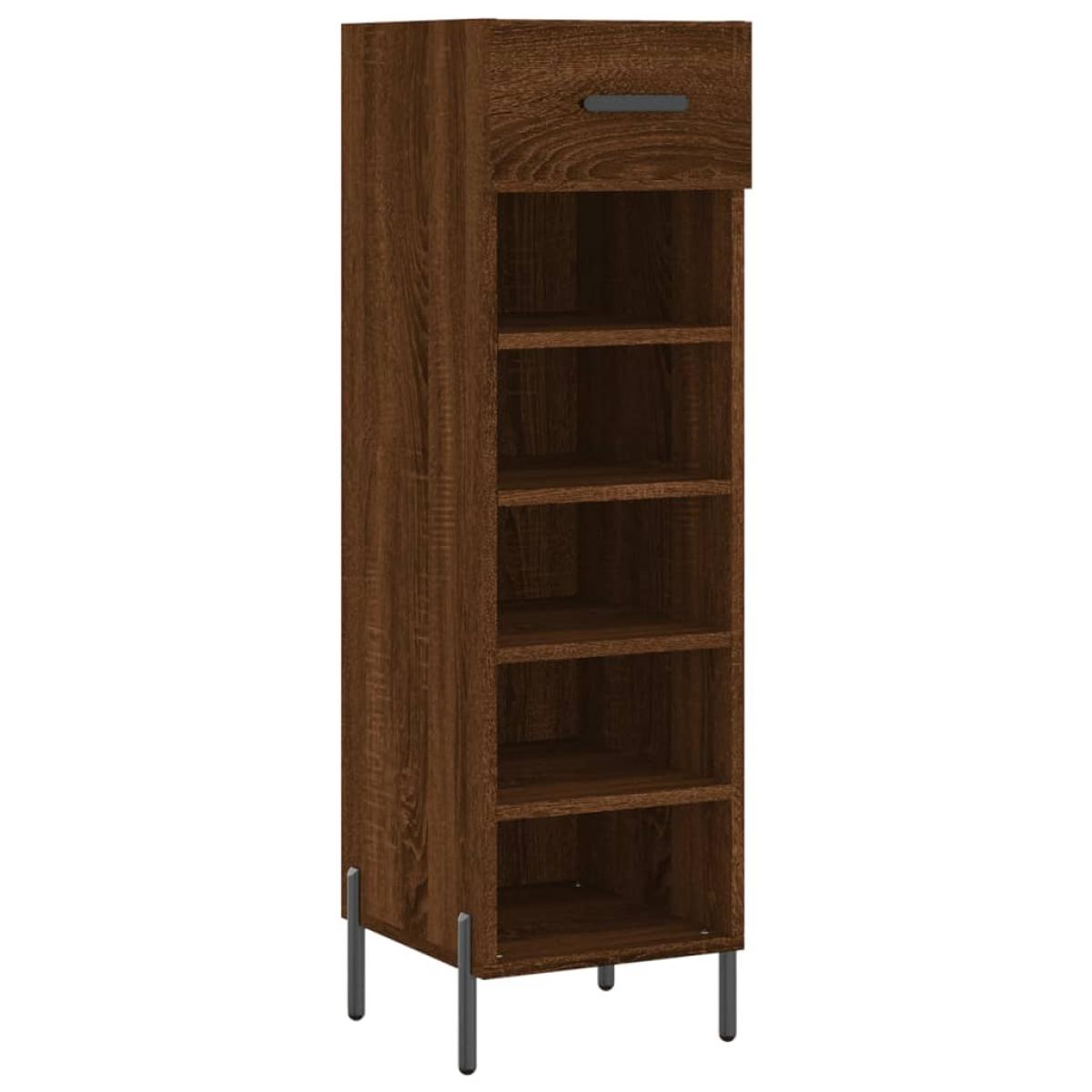 Zapatero madera de ingeniería roble marrón 30x35x105 cm
