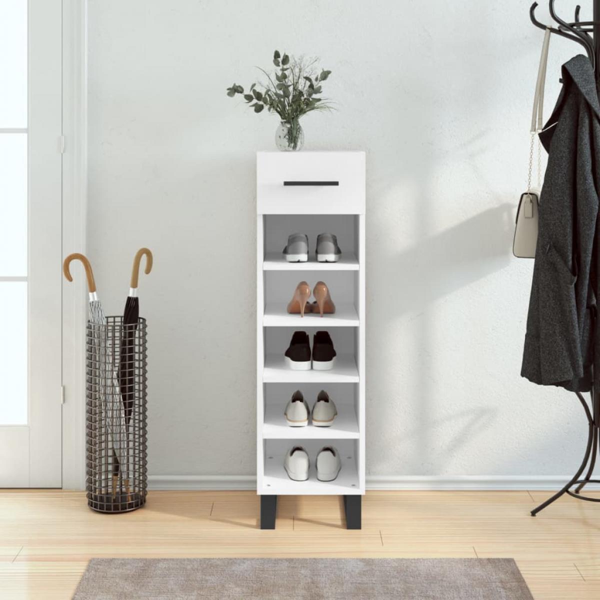 Zapatero madera de ingeniería blanco 30x35x105 cm