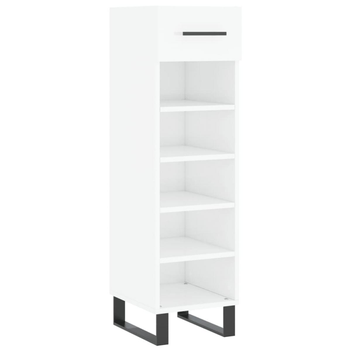 Mueble zapatero madera contrachapada blanco brillo 30x35x105 cm