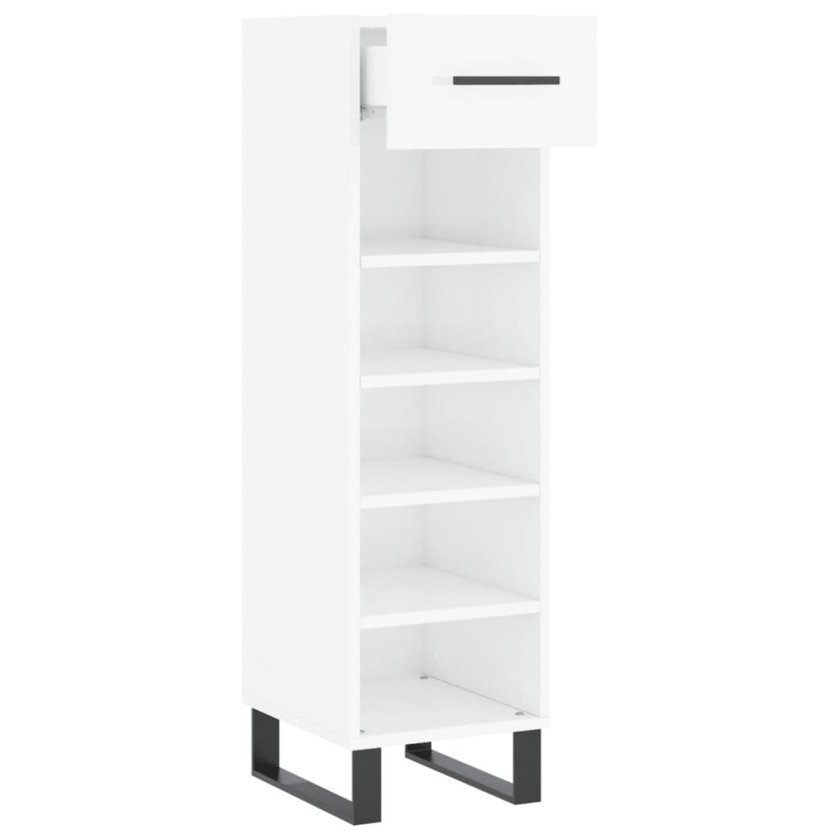 Mueble zapatero madera contrachapada blanco brillo 30x35x105 cm