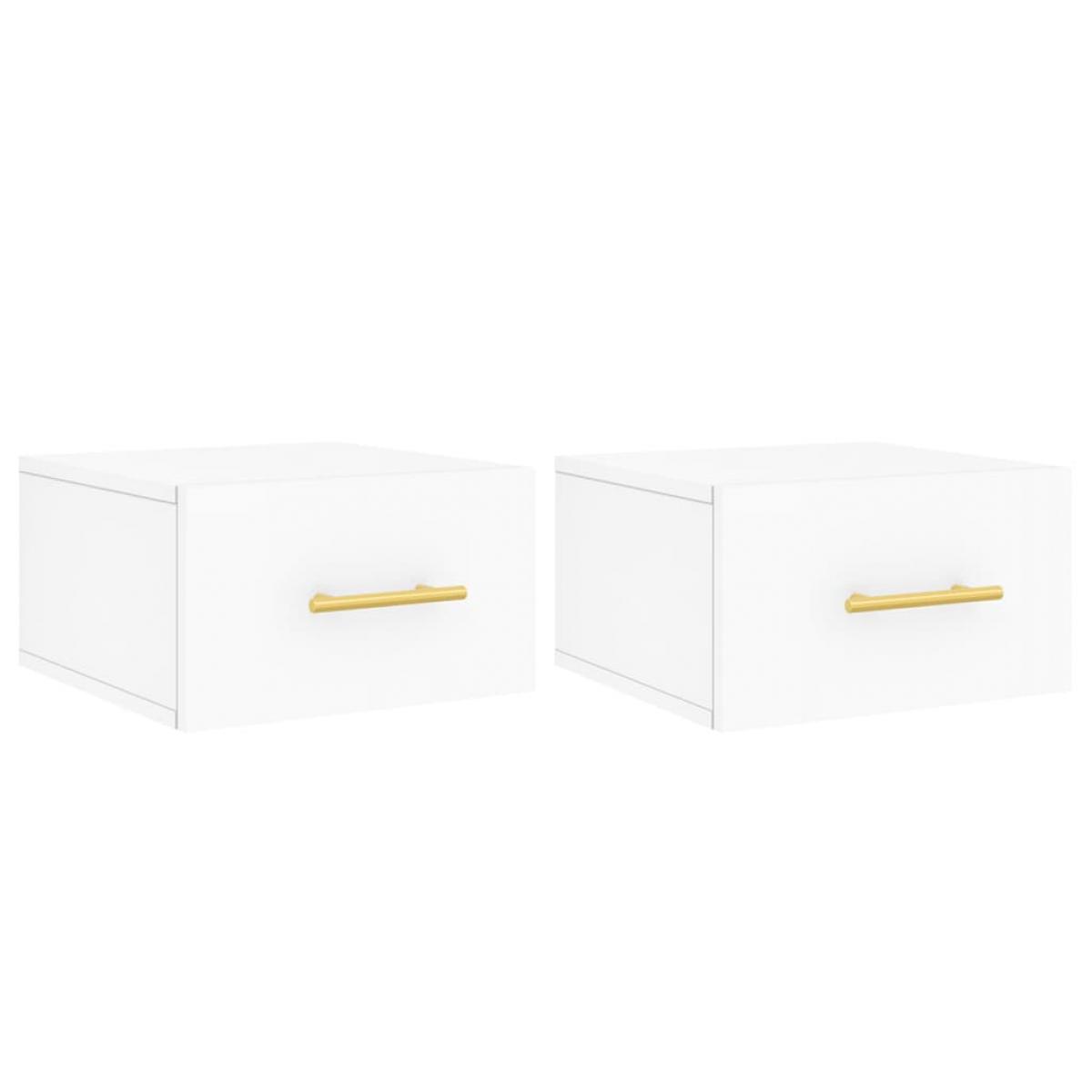 Mesitas de noche de pared 2 uds blanco 35x35x20 cm