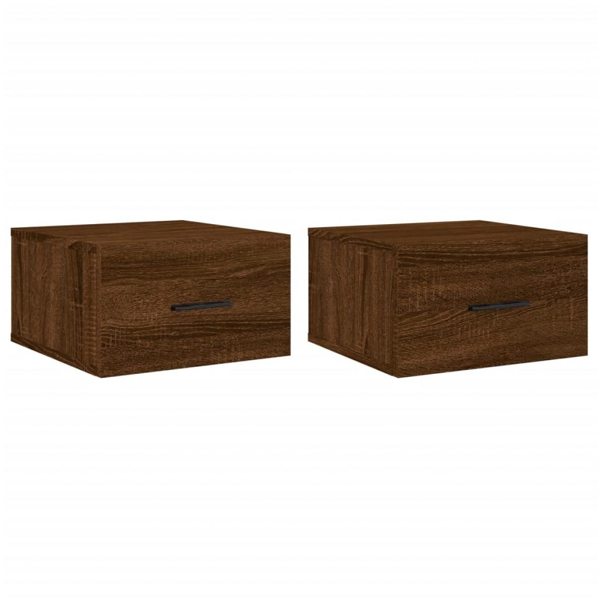 Mesitas de noche de pared 2 uds color roble marrón 35x35x20 cm