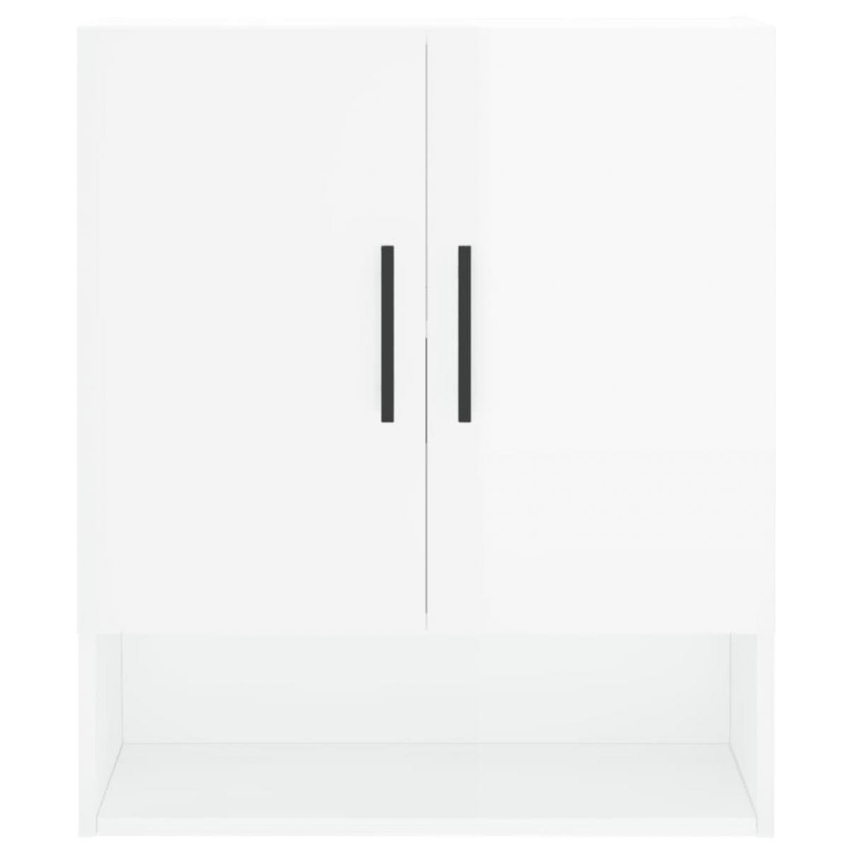 Armario de pared madera de ingeniería blanco brillo 60x31x70 cm