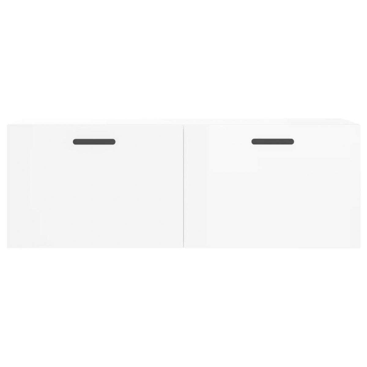 Armario de pared madera ingeniería blanco brillo 100x36,5x35 cm